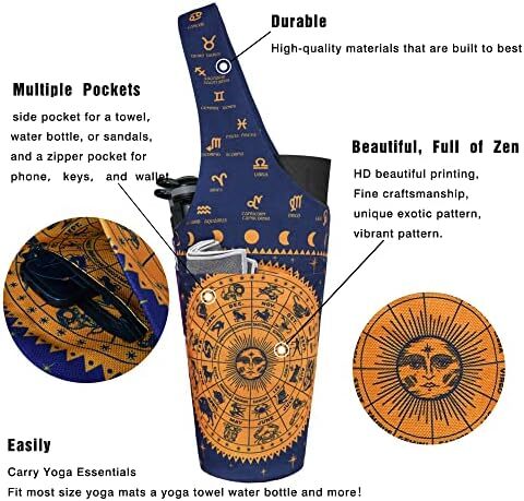 کیف مت یوگا چاپ شده مد روز با جیب کناری بزرگ و جیب زیپ دار کیف یوگا بلند و مناسب تشک های بزرگ - دارای لوازم جانبی یوگا بیشتر Image