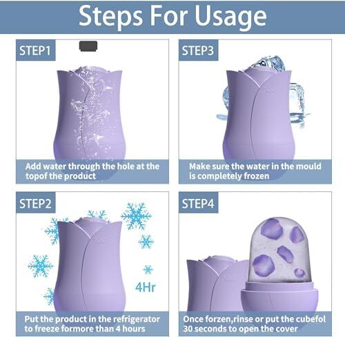 غلتک یخ نیوانت برای صورت - ماساژ زیبایی صورت، مکعب درخشان برای مراقبت از پوست، کاهش چین و چروک دور چشم و پف آکنه (بنفش02) Image