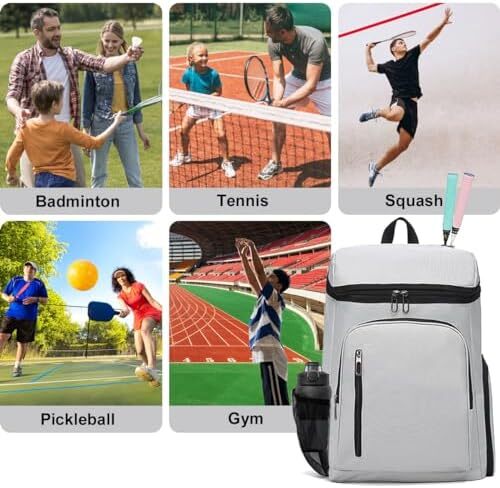 کیف راکت تنیس کوله پشتی بزرگ تنیس، کیف حمل تنیس راکتی حرفه ای با بند شانه و کفش ضد آب پاروهای اسکواش پیکلبال برای نوجوانان بزرگسالان سفر تنیس بدمینتون Image