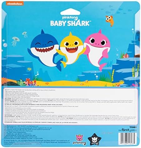 The First Years Baby Shark 4-Piece Toddler Mealtime Feeding Set with Dishwasher Safe Bowl, Plate, Fork & Spoon Image