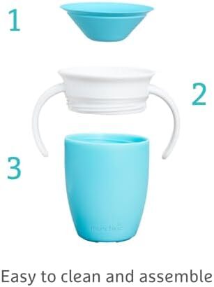 لیوان آموزشی ۳۶۰ درجه مانچکین، لیوان ضد نشت و بدون نشتی با دسته برای نوزادان و کودکان، ظرفیت ۷ اونس، مناسب برای ۶ ماه به بالا، آبی Image