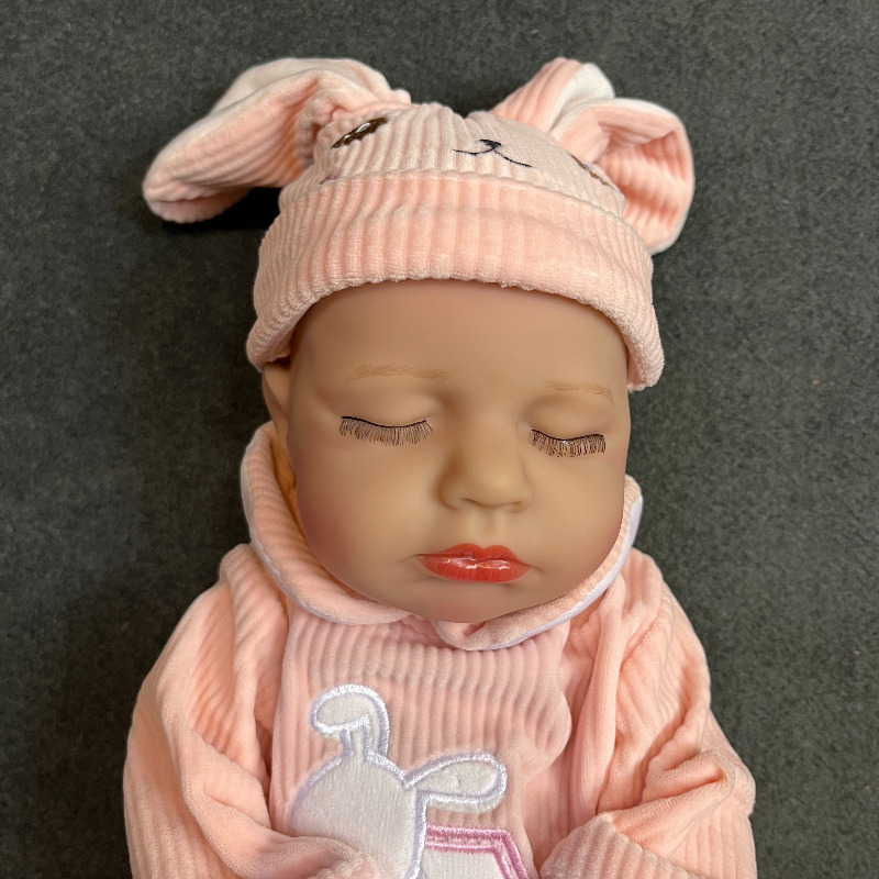 عروسک سیلیکونی نوزاد reborn ریبورن وینیل واقعی 15 اینچی(38 سانتیمتر)با لباس  صورتی رنگ  برای سن +۳ Image