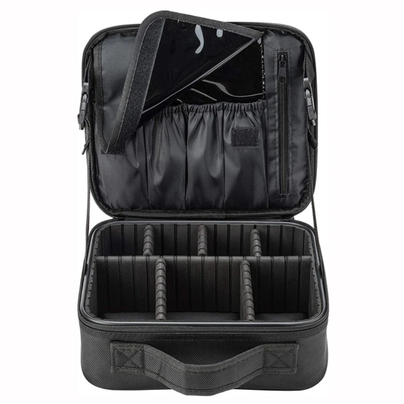 کیف لوازم آرایشی مسافرتی دو زیپ با تقسیم‌بندی قابل تنظیم Image