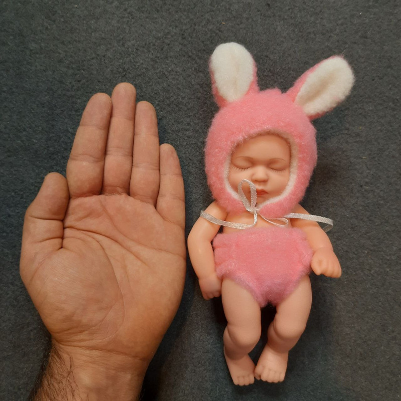 عروسک سیلیکونی وینیل واقعی ۱۹ سانتی با لباس صورتی رنگ خرگوشی