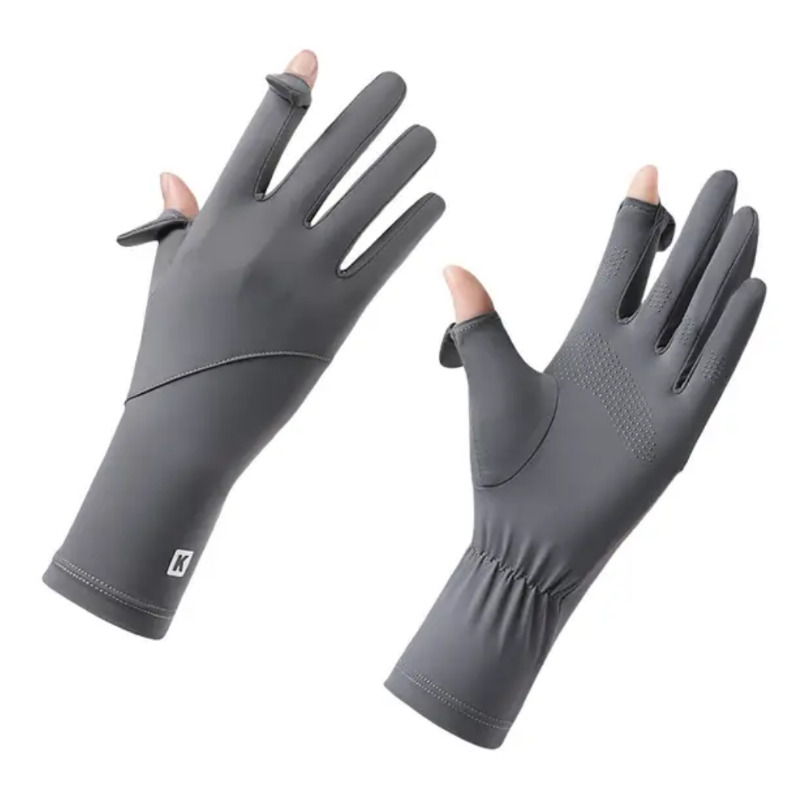 دستکش ضد آفتاب و ضد برنزه شدن UV Protection Gloves خاکستری تیره، محافظ پوست دست در برابر اشعه خورشید، مناسب برای استفاده روزانه و رانندگی Image