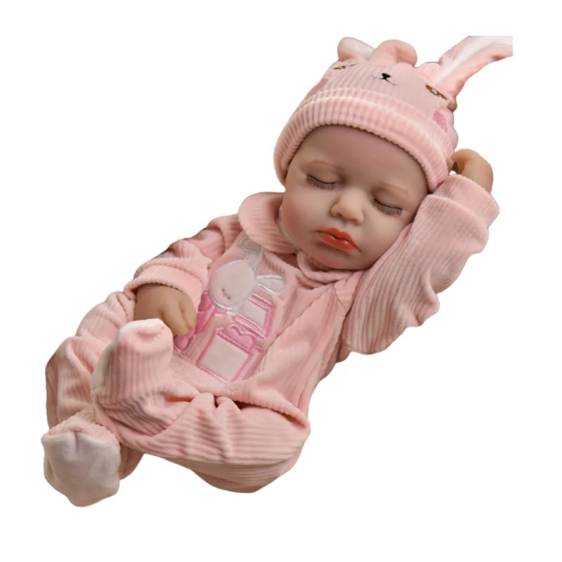 عروسک سیلیکونی نوزاد reborn ریبورن وینیل واقعی 15 اینچی(38 سانتیمتر)با لباس  صورتی رنگ  برای سن +۳