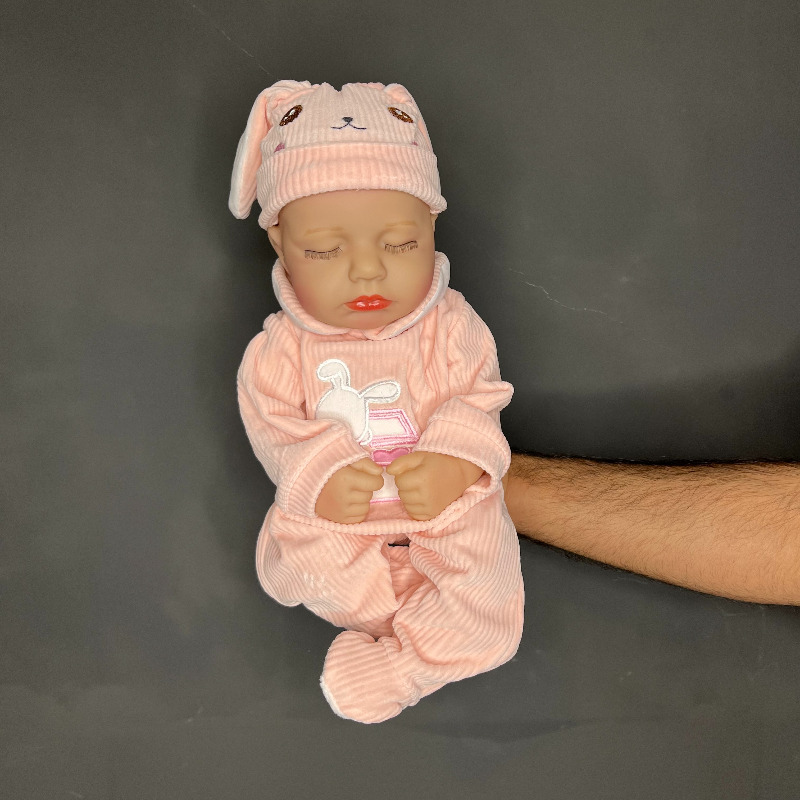 عروسک سیلیکونی نوزاد reborn ریبورن وینیل واقعی 15 اینچی(38 سانتیمتر)با لباس  صورتی رنگ  برای سن +۳ Image