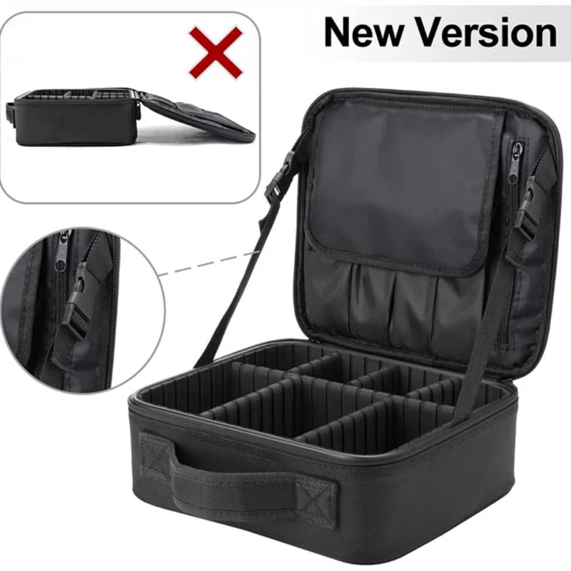 کیف لوازم آرایشی مسافرتی دو زیپ با تقسیم‌بندی قابل تنظیم Image