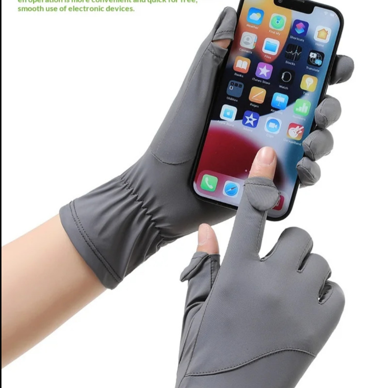 دستکش ضد آفتاب و ضد برنزه شدن UV Protection Gloves خاکستری تیره، محافظ پوست دست در برابر اشعه خورشید، مناسب برای استفاده روزانه و رانندگی Image