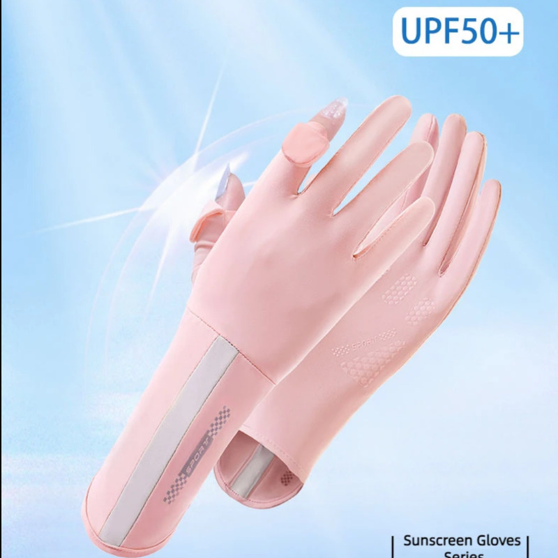 دستکش زنانه ضد آفتاب +UPF50 صورتی – محافظت 99٪ در برابر اشعه UV، سبک، تنفسی و ضد لغزش، مناسب برای رانندگی، پیاده روی، دوچرخه سواری و استفاده روزمره Image