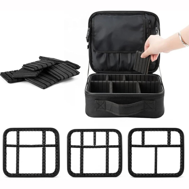 کیف لوازم آرایشی مسافرتی دو زیپ با تقسیم‌بندی قابل تنظیم Image
