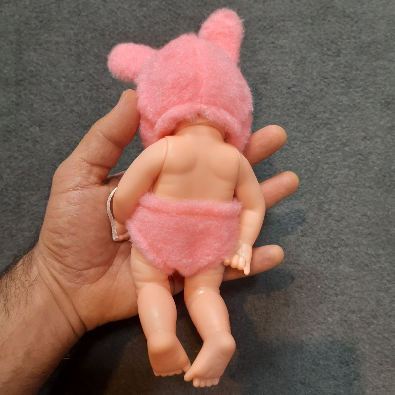 عروسک سیلیکونی وینیل واقعی ۱۹ سانتی با لباس صورتی رنگ خرگوشی Image