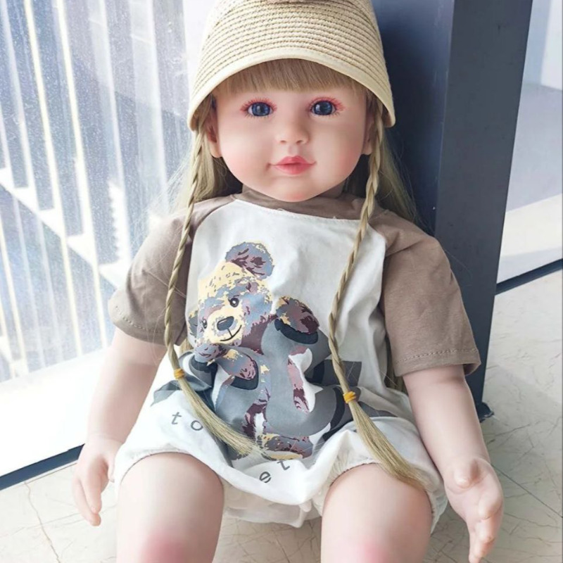 عروسک سیلیکونی وینیل واقعی ۲۳ اینچی(۵۹ سانتیمتر)با کلاه و کفش عروسکی و به همراه لوازم جانبی برای سن +۳ reborn Image