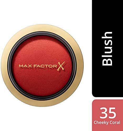 رژگونه کامپکت Max Factor Cheeky Coral 35 - رژگونه مرمری برای درخشندگی عالی - رژگونه پودری چند تنی - زردآلو Image