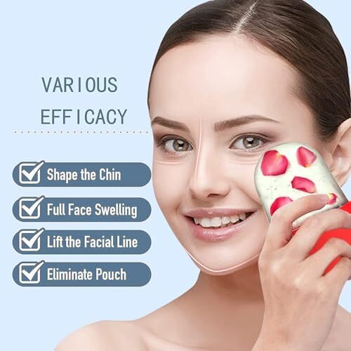 غلتک یخ Nnewvante برای صورت - ماساژ زیبایی صورت، مکعب درخشان برای مراقبت از پوست، کاهش چین و چروک دور چشم و پف آکنه (RED02) Image