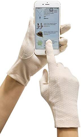 دستکش ضد لغزش رانندگی با صفحه لمسی پنبه ای محافظ UV زنانه در فضای باز Image