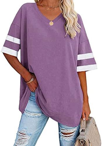 تی‌شرت زنانه یقه گرد/ویژه زنانه زنانه نیم‌آستین تی‌شرت‌های بیسبال سایز بزرگ تاپ‌های تونیک Image