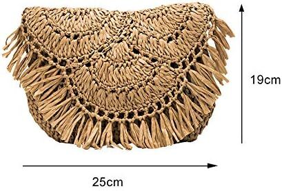 کیف دستی حصیری با ظرفیت بزرگ Aktudy، کیف دستی شانه ای توخالی برای زنان کیف ساحلی مسافرتی تابستانی Image