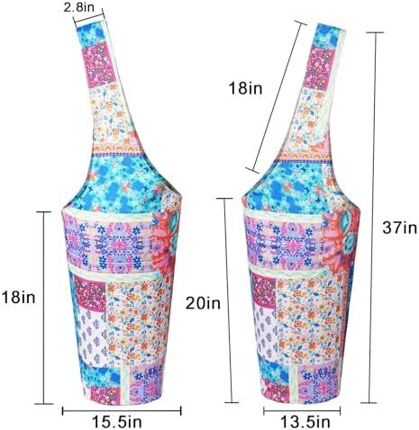 کیف مت یوگا چاپ شده مد روز با جیب کناری بزرگ و جیب زیپ دار کیف یوگا بلند و مناسب تشک های بزرگ - دارای لوازم جانبی یوگا بیشتر Image