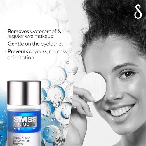 پاک کننده آرایش چشم دو عمل دوگانه Swiss Image Essential Care، 150 میلی لیتر، پاک کننده آرایش ضد آب و سرسخت، تست شده از نظر چشم Image