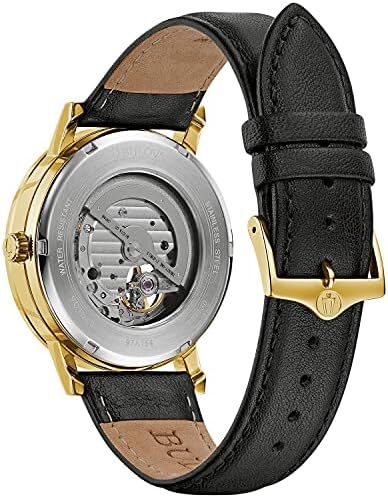 ساعت مچی اتوماتیک مردانه بولوا مدل کلاسیک با ۳ عقربه و ۲۱ جواهر، با ذخیره انرژی ۴۲ ساعته، ویژگی هک، عقربه ثانیه‌ای، صفحه نمایش باز و قاب نمایشگاهی، ۴۲ میلی‌متر Image