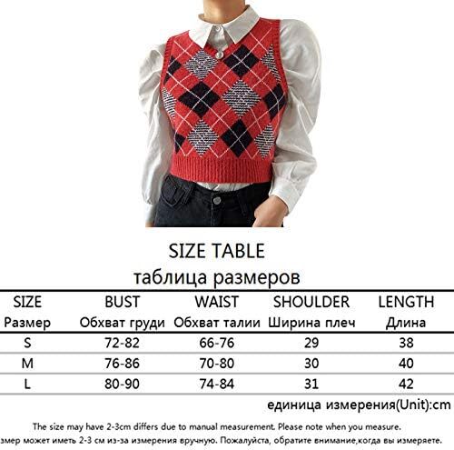 جلیقه ژاکت بافتنی زنانه جلیقه ژاکت بافتنی آرگیل تاپ جلیقه چهارخانه رترو برای دختران نوجوان مد روز Image