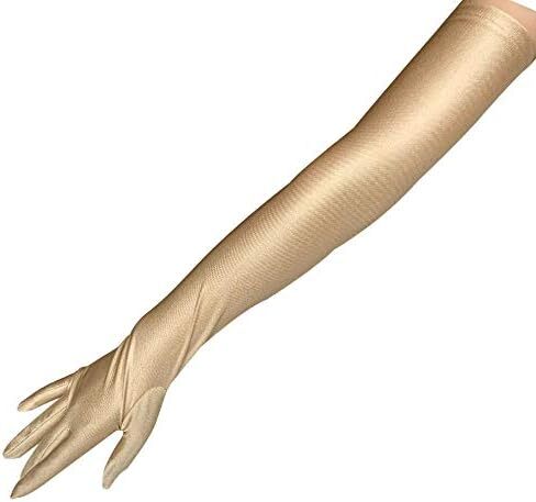 دستکش 21 اینچی برای مهمانی عصرانه زنانه DreamHigh دستکش ساتن بلند مشکی/سفید Image