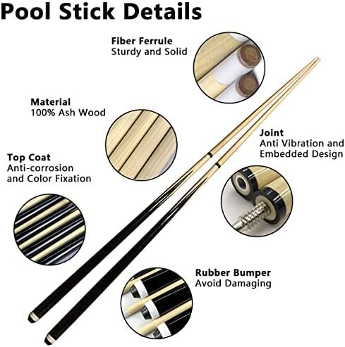 استیک کیو بیلیارد 2 تکه چوب بیلیارد با نوک 13 میلی‌متری هیتر سنگین جامپ بریک کیو چوبی سبک قابل حمل چوبی بادوام چوبی بیلیارد نقاشی شده برای خانه بار کلاب بریک جامپ مردانه زنان Image