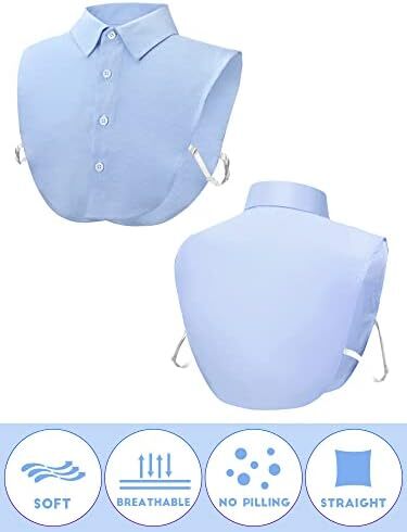 یقه تقلبی 4 تکه بلوز یقه گرد نیم پیراهن جداشدنی یقه دیکی تاپ یقه کاذب برای لباس های دخترانه زنانه Image