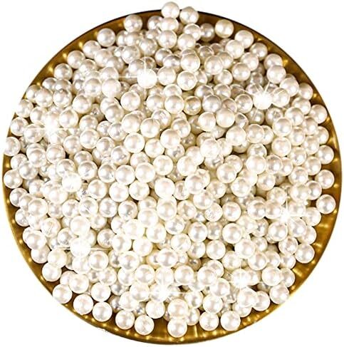 Homarket Pearl Beads Straight Hole Round 8mm ABS Imitation Pearl Highlights Plastic Loose Beads برای ساخت جواهرات، صنایع دستی، تزئینات و پرکننده گلدان Image