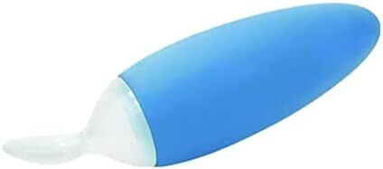 Boon Squirt Silicone Baby Food Dispensing Spoon – Mess-Free, One-Handed Feeding – Soft & Safe Baby Spoon – BPA-Free, Dishwasher Safe, Ideal for New Born Led Weaning, Blue Image