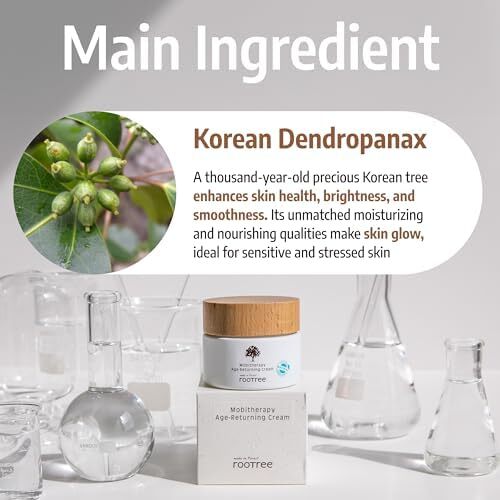 Rootree Mobitherapy Age Returing Cream 60g - کرم کره ای مراقبت از پوست، کرم ضد چروک و ضد پیری، بریتین کننده K Beauty، کرم مغذی صورت، درخشندگی پوست، وگان و بدون خشونت، برای انواع پوست Image
