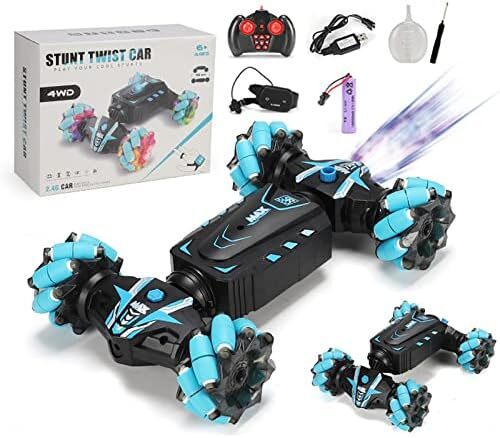 Prosight RC Stunt Car، ماشین‌های اسباب‌بازی با سنسور کنترل از راه دور 4WD 2.4GHz، چرخش 360 درجه وسیله نقلیه خارج از جاده با چراغ‌های موسیقی و لانچر اسپری، ماشین‌های اسباب‌بازی برای کودکان