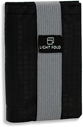 کیف‌پول‌های مینیمالیست باریک LIGHT FOLD برای مردان جای کارت نایلونی Trifold کیف پول جیبی مردانه بسیار نازک و شیک با قابلیت نگه‌داری RFID تا 12 کارت و پول نقد، خاکستری، XS Image
