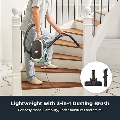 جاروبرقی EUREKA 2000W با ظرفیت 2.2 لیتری و فیلتر سیکلونی، جاروبرقی بدون کیسه، فیلتر قابل شستشو برای موی حیوانات، فرش، کاشی، 220 ولت، آپولو Image