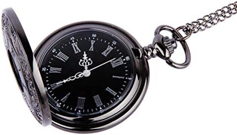 ساعت مچی جیبی مشکی هموبلو برای مردان، ساعت مچی جیبی وینتج با اعداد رومی و اعداد عربی برای روز پدر و تولد Image