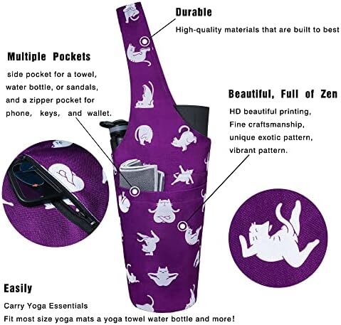 کیف مت یوگا چاپ شده مد روز با جیب کناری بزرگ و جیب زیپ دار کیف یوگا بلند و مناسب تشک های بزرگ - دارای لوازم جانبی یوگا بیشتر Image