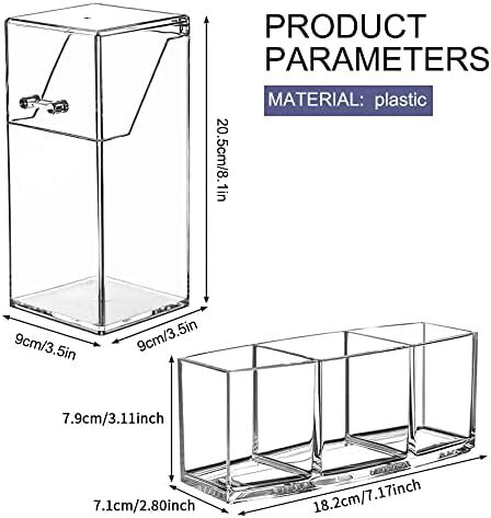 برس آرایشی ضد گرد و غبار Homarket Clear Acrylic Homarket جا مداد نگهدارنده ابرو با درب و نگهدارنده نمایشگر نگهدارنده لوازم آرایشی شفاف با 3 شکاف (به استثنای مروارید سفید) Image