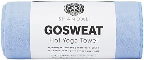 SHANDALI (استاندارد - 26.5 x 72، آبی ملایم) - حوله یوگا داغ بدون لغزش GoSweat با میکروفیبر جیر نرم جاذب فوق العاده در رنگهای مختلف، برای بیکرام پیلاتس و تشک یوگا. Image