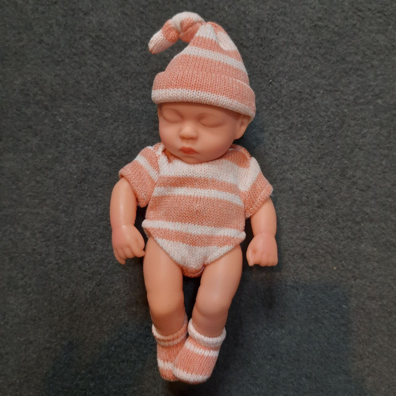 عروسک سیلیکونی وینیل واقعی ۱۹ سانتی با لباس راه راه صورتی رنگ