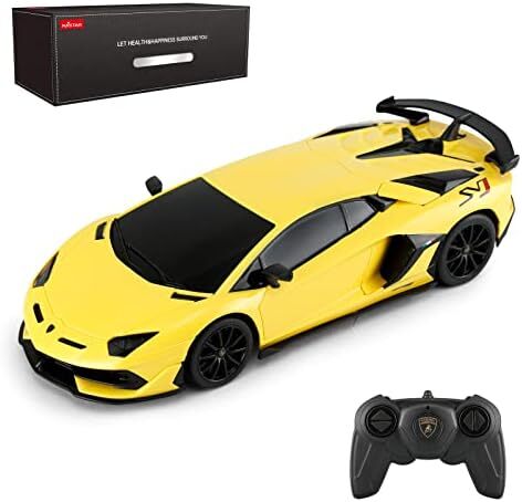 ماشین ریموت کنترل لامبورگینی RASTAR، ماشین اسباب بازی مدل 1/24 RC Lamborghini Aventador SVJ RC، زرد