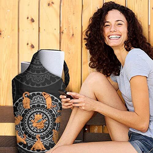 کیف مت یوگا چاپ شده مد روز با جیب کناری بزرگ و جیب زیپ دار کیف یوگا بلند و مناسب تشک های بزرگ - دارای لوازم جانبی یوگا بیشتر Image