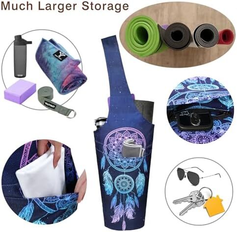 کیف مت یوگا چاپ شده مد روز با جیب کناری بزرگ و جیب زیپ دار کیف یوگا بلند و مناسب تشک های بزرگ - دارای لوازم جانبی یوگا بیشتر Image