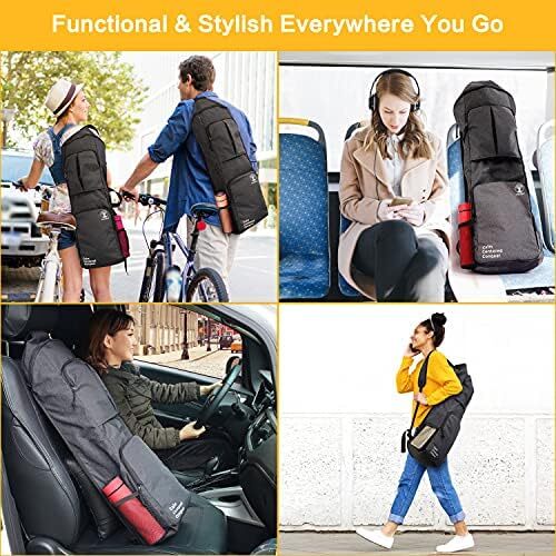 کریر نگهدارنده تشک یوگا Warrior2، کوله پشتی یوگا متناسب با تشک 1/2 اینچی ضخیم، جیب های بزرگ و جا بطری آب | کیسه حمل کامل تشک یوگا زیپ مخصوص مردان باشگاه ورزشی لوازم جانبی یوگا دوچرخه مسافرتی Image