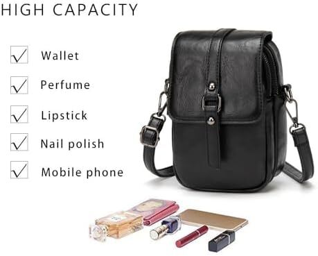 کیف تلفن کراس بادی قدیمی زنانه، کیف شانه ای کوچک مسنجر، کیف پول کیف پول نقد Image