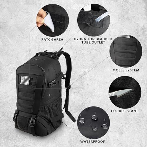 کوله پشتی تاکتیکی Jueachy برای مردان Molle Military Rocksack Pack 30L ضد آب با پچ پرچم ایالات متحده آمریکا Image