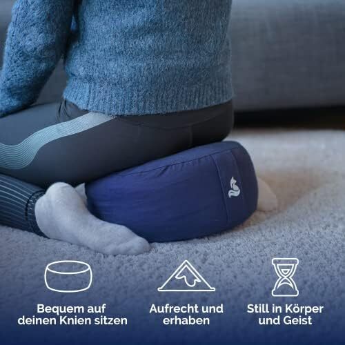 کوسن مدیتیشن metaFox - بالش مدیتیشن راحت برای تمرین مدیتیشن طولانی و به عنوان کوسن یوگا - بالش کف کوسن مدیتیشن ساخته شده از پوسته گندم سیاه (آبی فضایی) Image