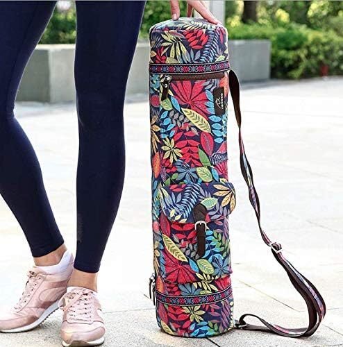 کیف و کریر مت یوگا با حوله ورزشی، کیف زنجیر مت یوگا، بوم، چاپ سازگار با محیط زیست، بند قابل تنظیم، با 2 جیب کاربردی Image