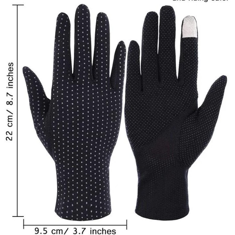 دستکش های زنانه نخی ضد آفتاب،طرح توپ توپی،سبک،تنفسی و محافظ در برابر اشعه uv،مناسب برای رانندگی،پیاده روی،رنگ مشکی Image