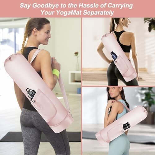 کیسه تشک یوگا گردنفتات با بطری آب، جا متحرک یوگا با بند کامل با بند قابل تنظیم نگهدارنده تشک یوگا با کیسه های یوگا ضد آب جیبی برای زنان مردانه Image